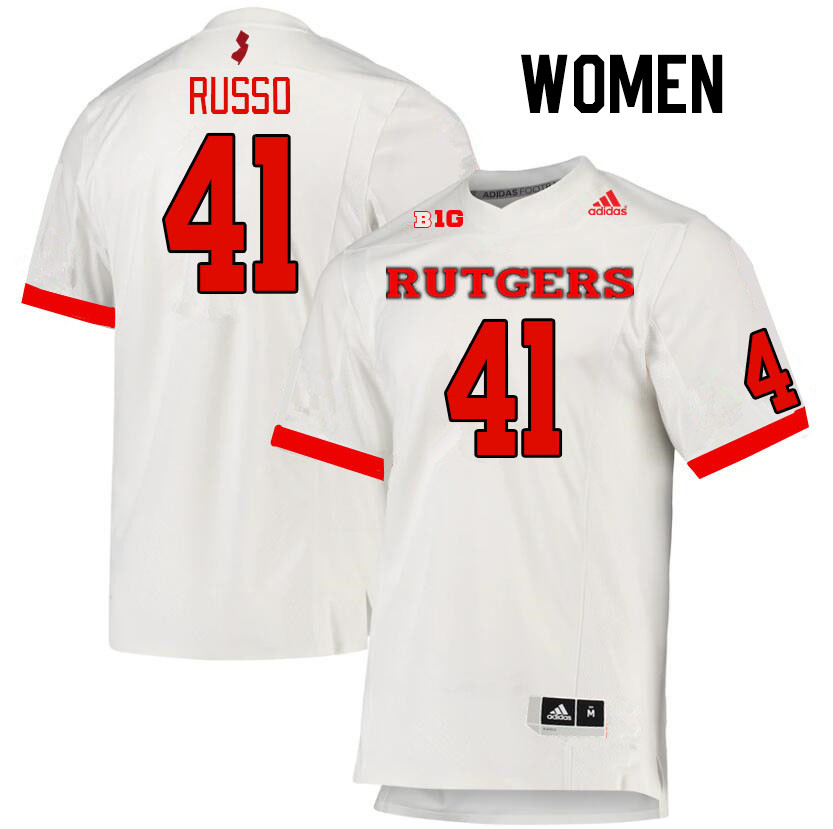 Women #41 Ryan Russo Rutgers Scarlet Knights College Football Jerseys Stitched Sale-White